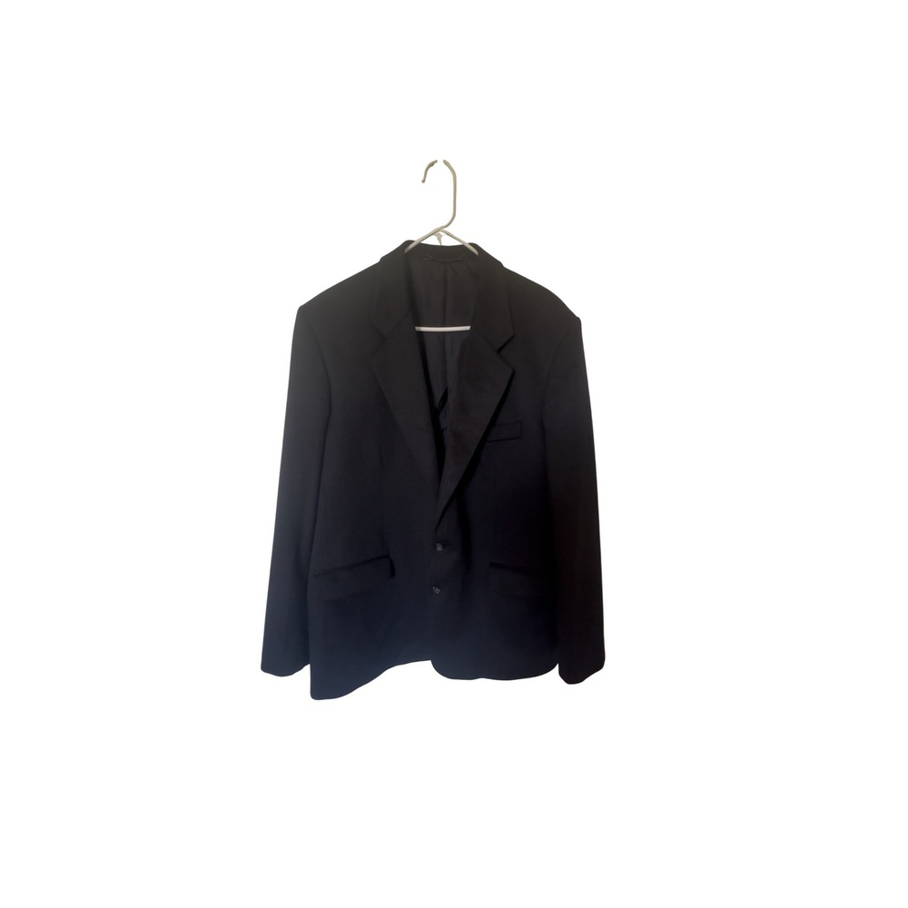 Peter James Mens Black Wool Cashmere Blazer Sport Coat Made in England 44L
